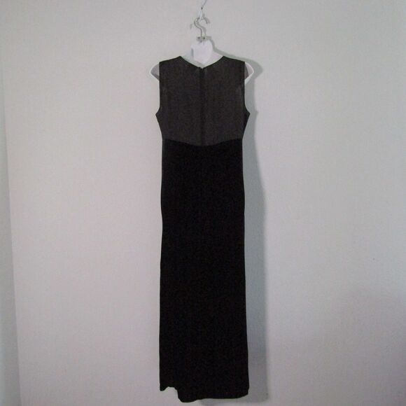 DKNY Vintage Dress 12 Petite Black Silk Velvet 90s Y2K Elegant Sheer Beaded - Picture 10 of 12
